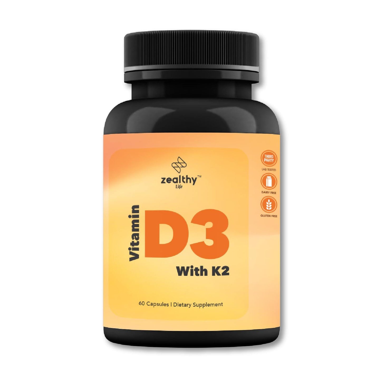 Zealthy Life   Vitamin D3 with K2 60 Capsules