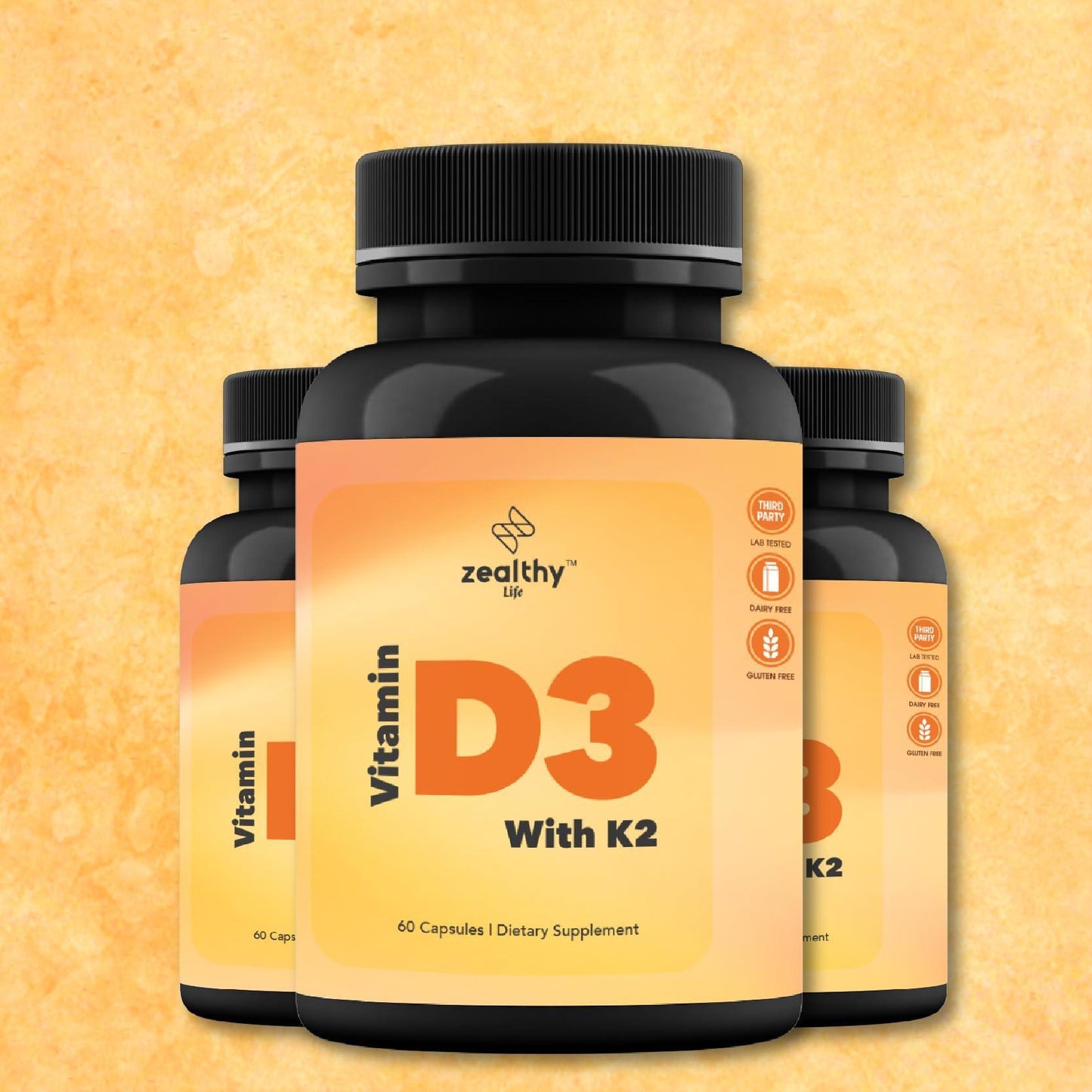 Zealthy Life   Vitamin D3 with K2 60 Capsules