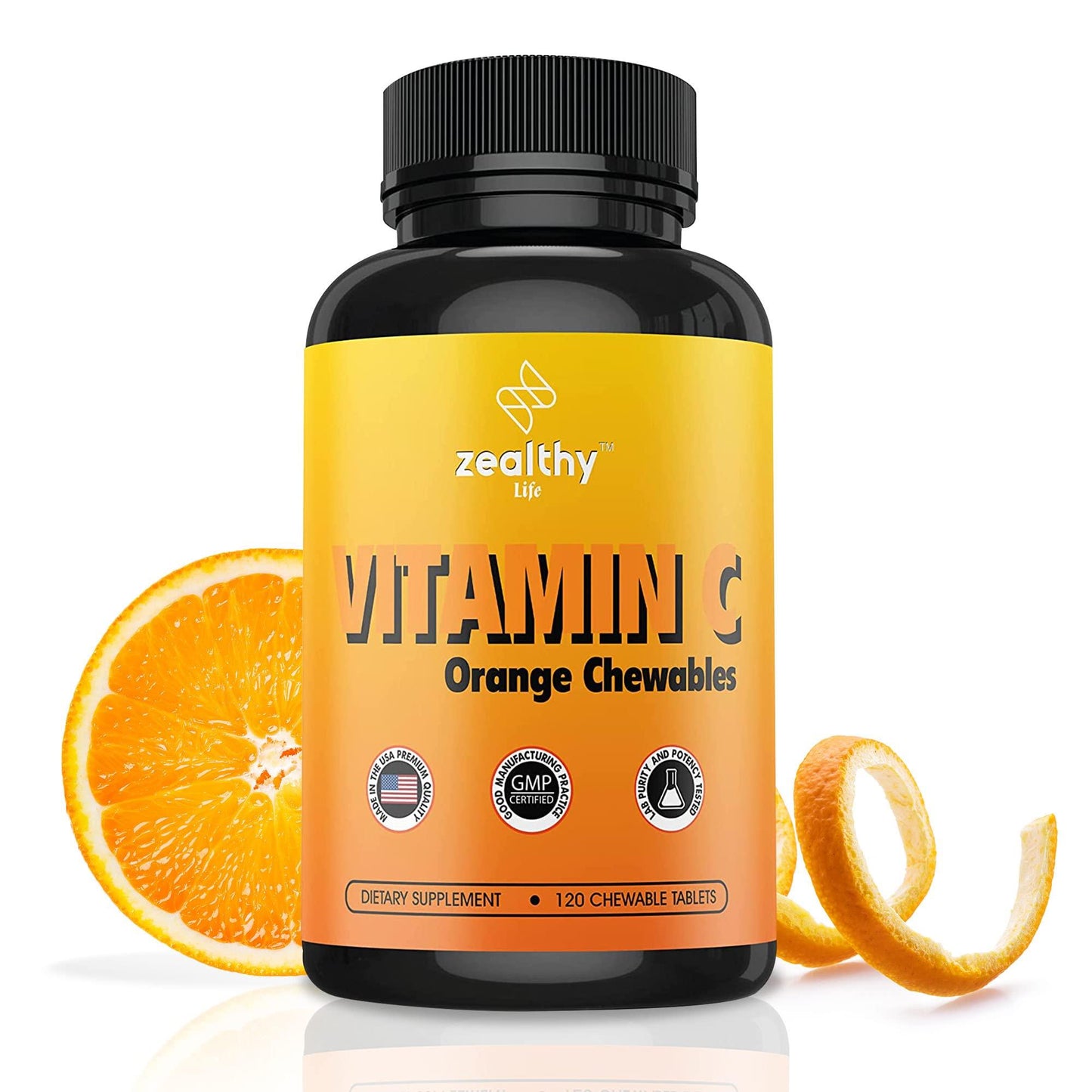 Vitamin C 500mg Orange Vitamin C Chewable Immune Support Supplement with Antioxidants Alternative to Immune Support Gummies