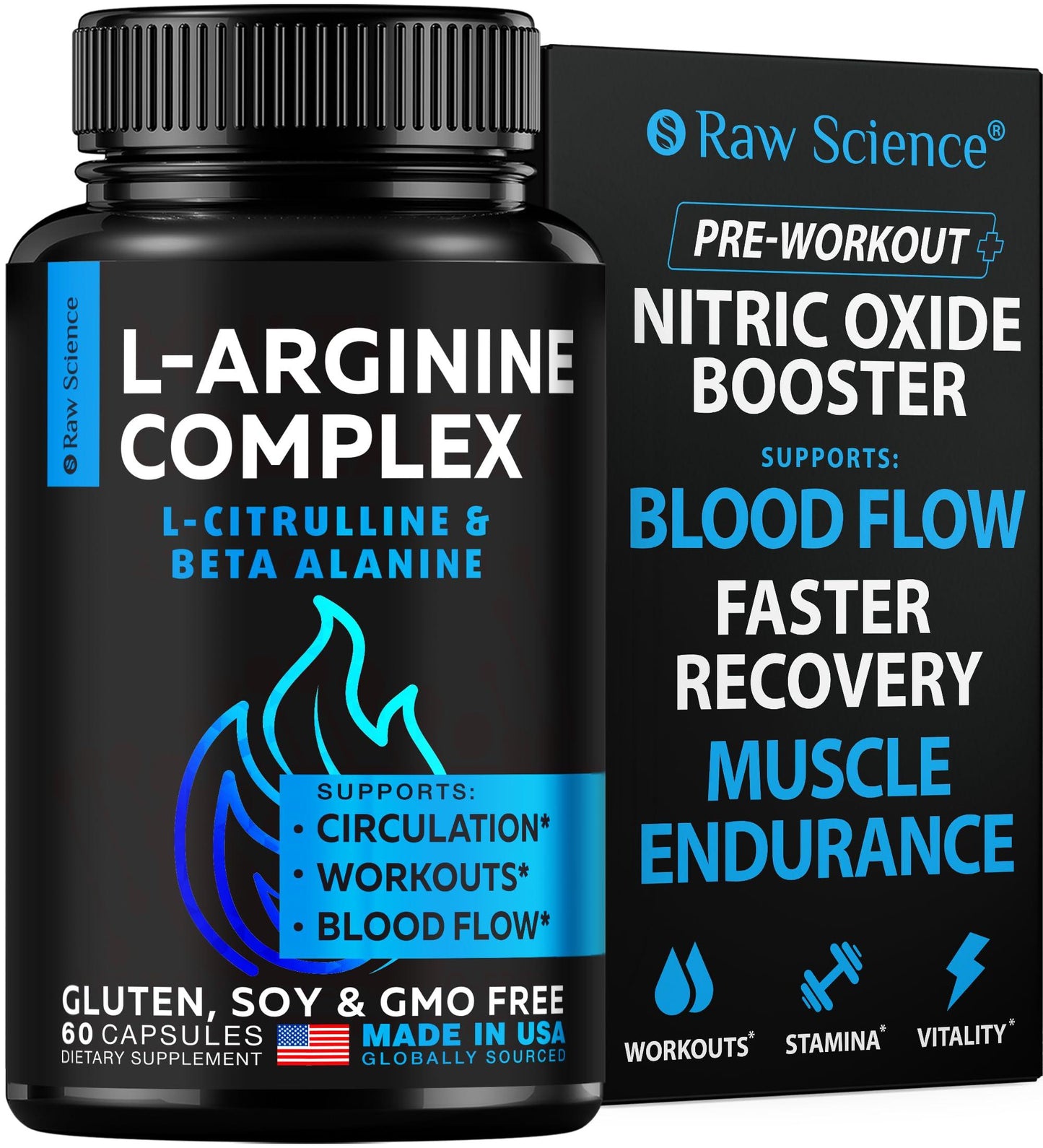 L Arginine L Citrulline Supplement Nitric Oxide Supplements for Men: L Arginine L Citrulline Complex Booster Mens Performance Supplements Nitric Oxide Flow Blood Pressure & Vascularity 60 Capsules