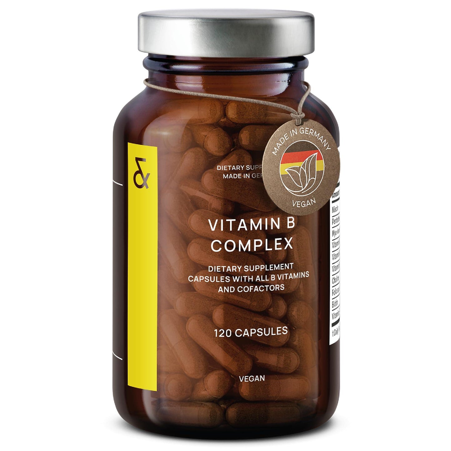 Vitamin B Complex   120 Capsules   All 8 B Vitamins with Co Factors Myo Inositol & Choline   Supports Energy Metabolism   Vegan   Made in Germany