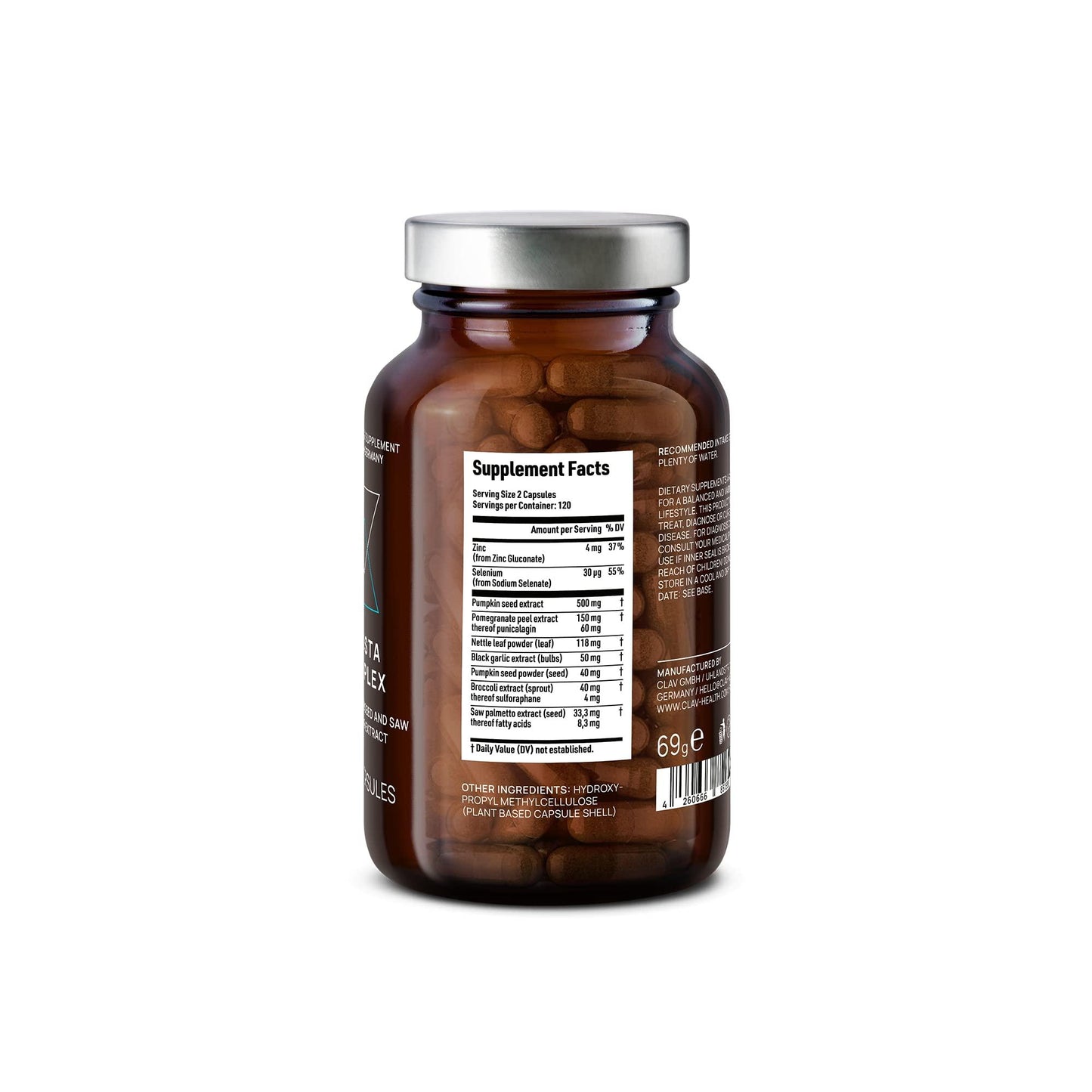 Prostate Health Supplement for Men with Saw Palmetto Pumpkin Seed Black Garlic Nettle Extract Zinc & Selenium   120 Capsules   Urinary Health & Prostate Support