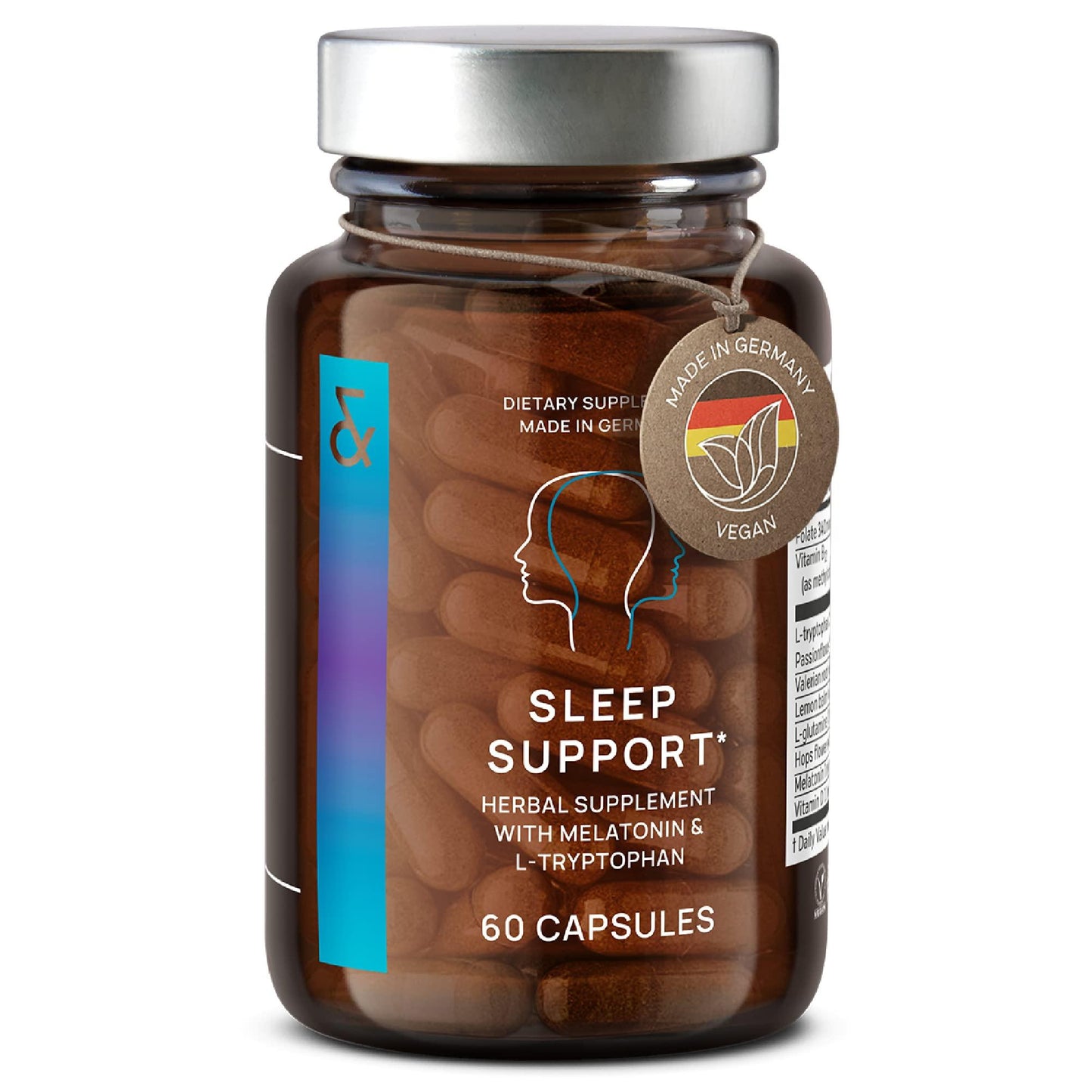 N°6 Natural Sleep Support with Melatonin 1 mg & L Tryptophan   Passionflower Valerian Root & More   Enhanced Sleep Supplement   60 Capsules for Restful Nights
