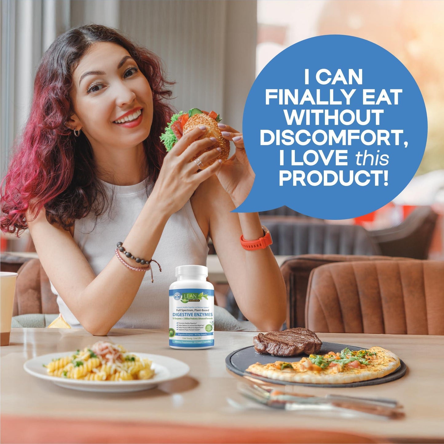 Digestive Enzymes for Gut Health – Bloating & Gas Relief Supplement – IBS Support Probiotic Infused Enzyme for Women & Men – Breaks Down Dairy Carbs & Fats – Keto & Paleo Friendly – 90 Capsules