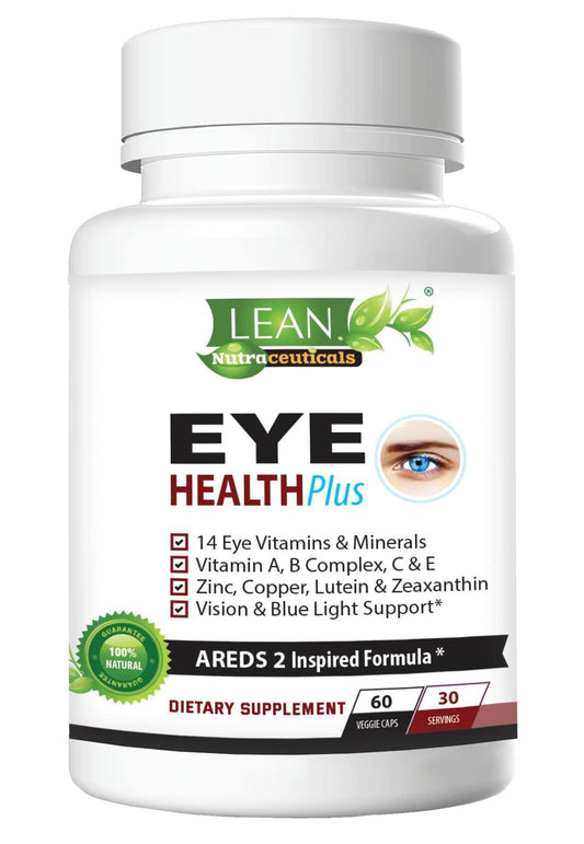 Areds 2 Eye Health Plus w  Copper Vitamin A B C E Lutein & Zeaxanthin Quercetin Zinc Bilberry Extract Biotin   Sight Care Dryness Strain Night Vision Supplement for Adults 60 capsule